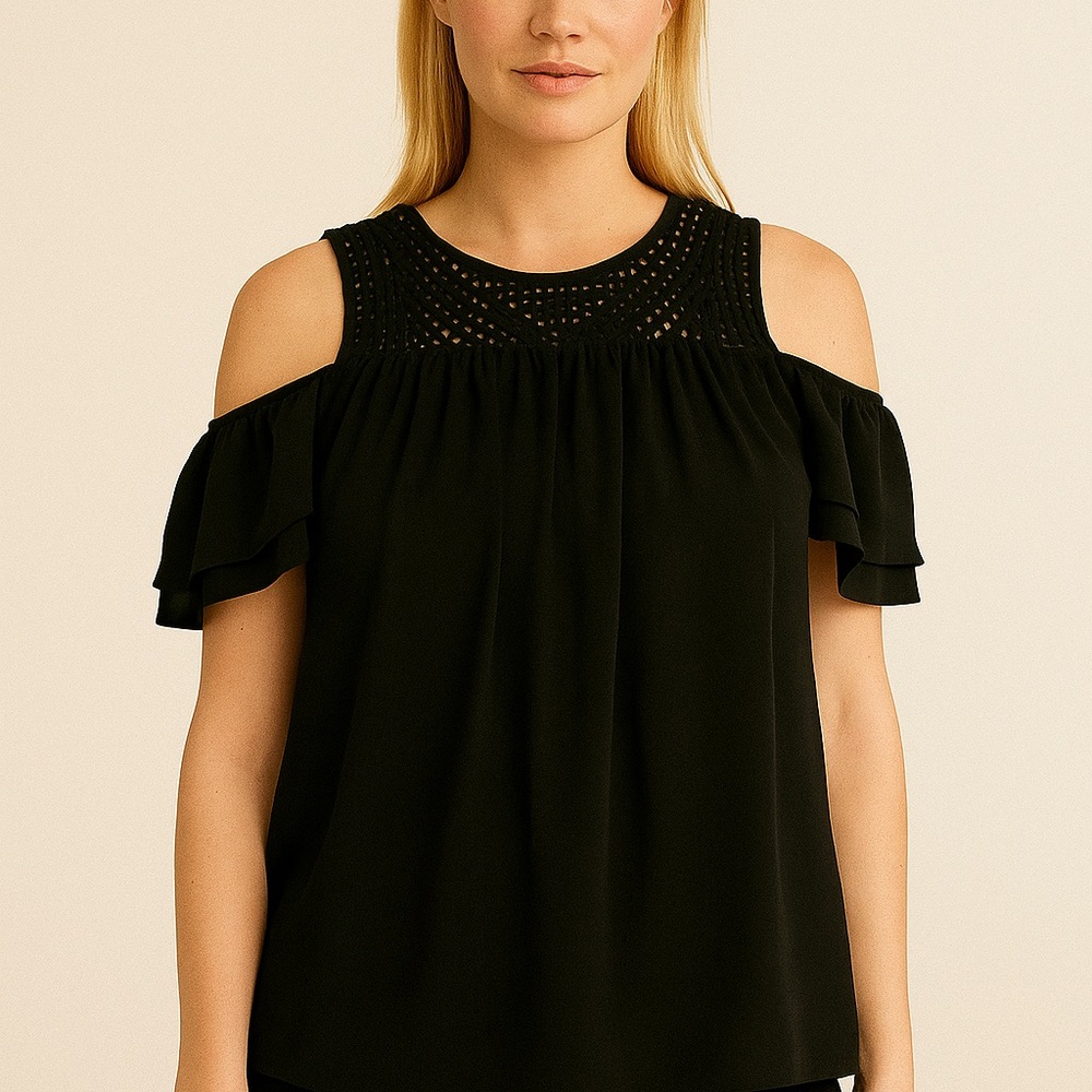 Black Cold Shoulder Blouse